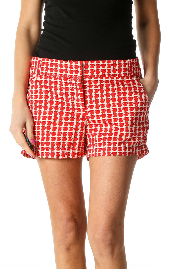 Red Checkered Casual Shorts