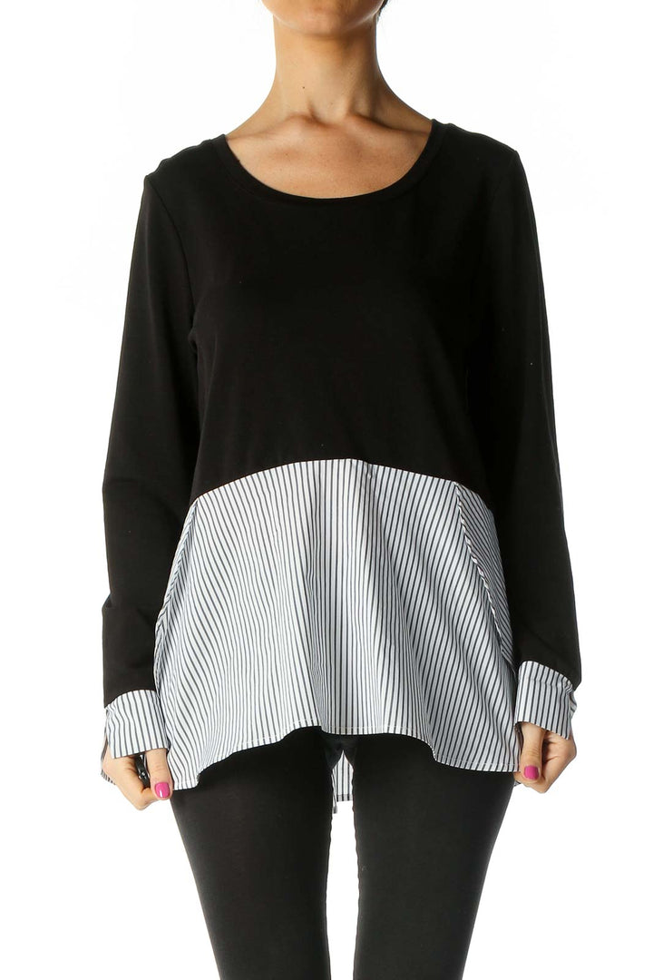 Black Solid Retro Blouse