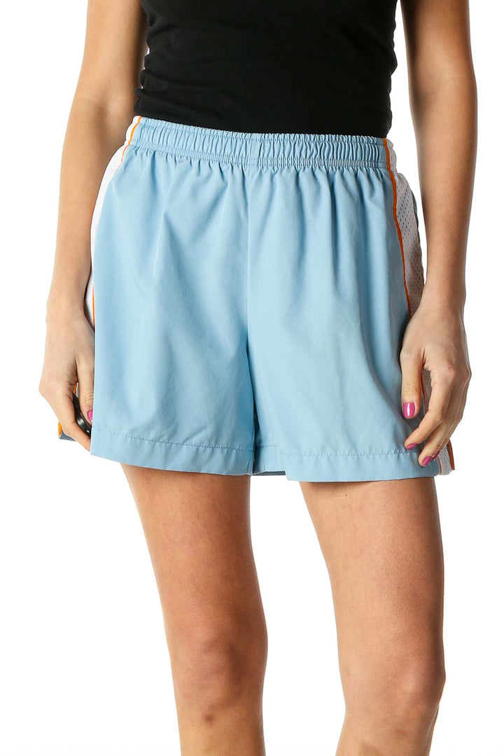 Blue Solid Casual Shorts