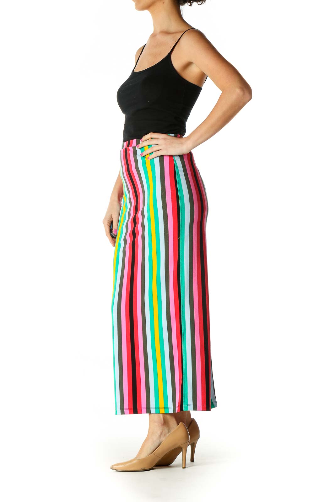 Red Striped Holiday Pleated Skirt