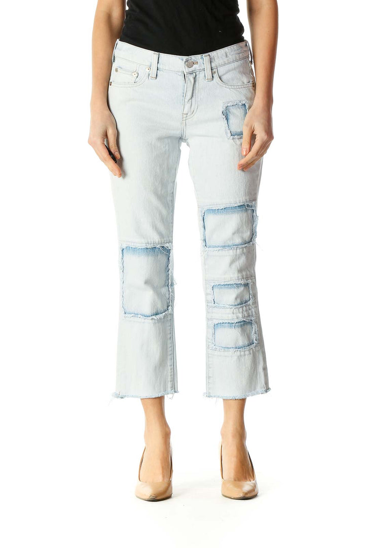 White Casual Straight Leg Jeans