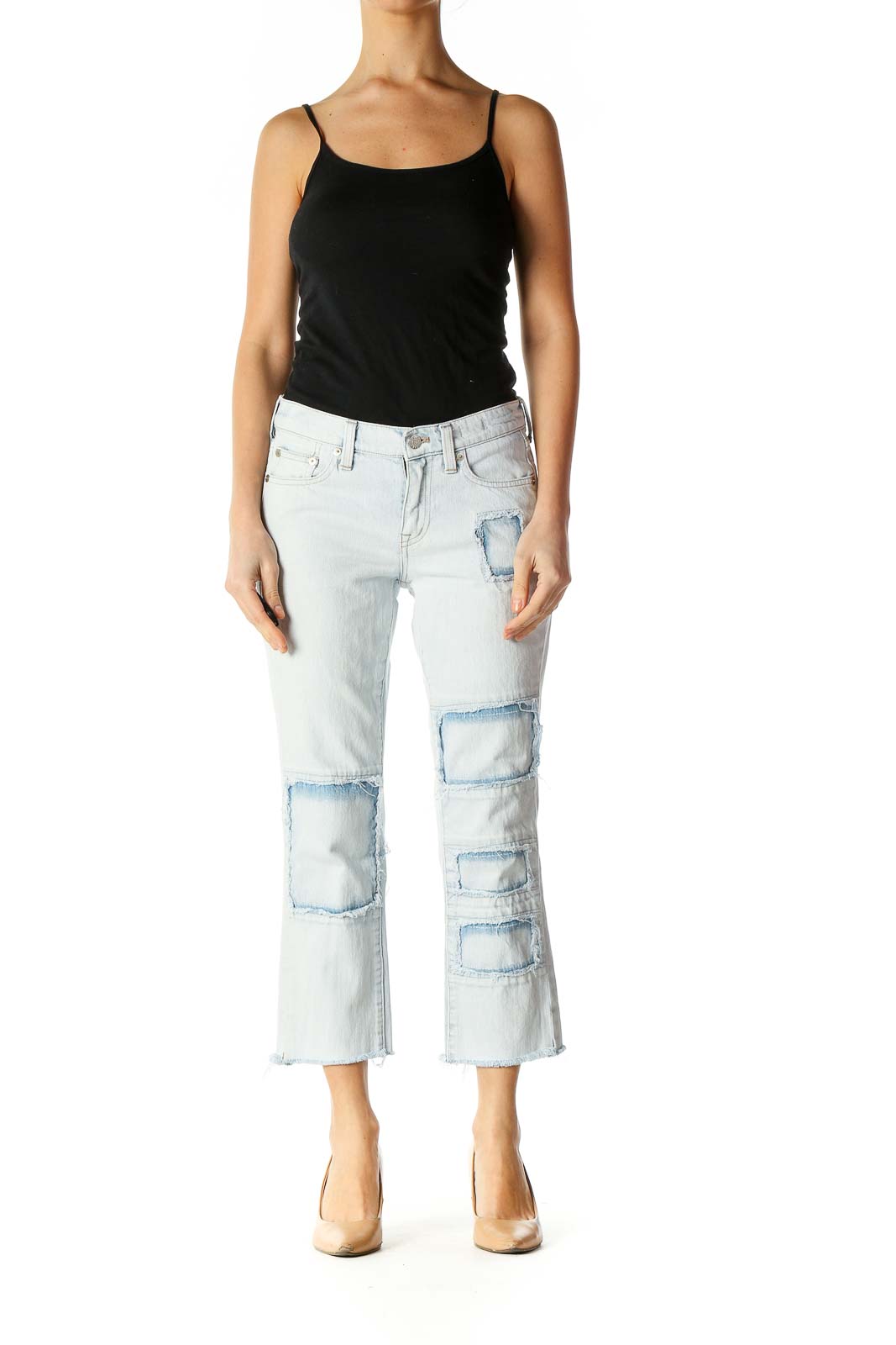 White Casual Straight Leg Jeans