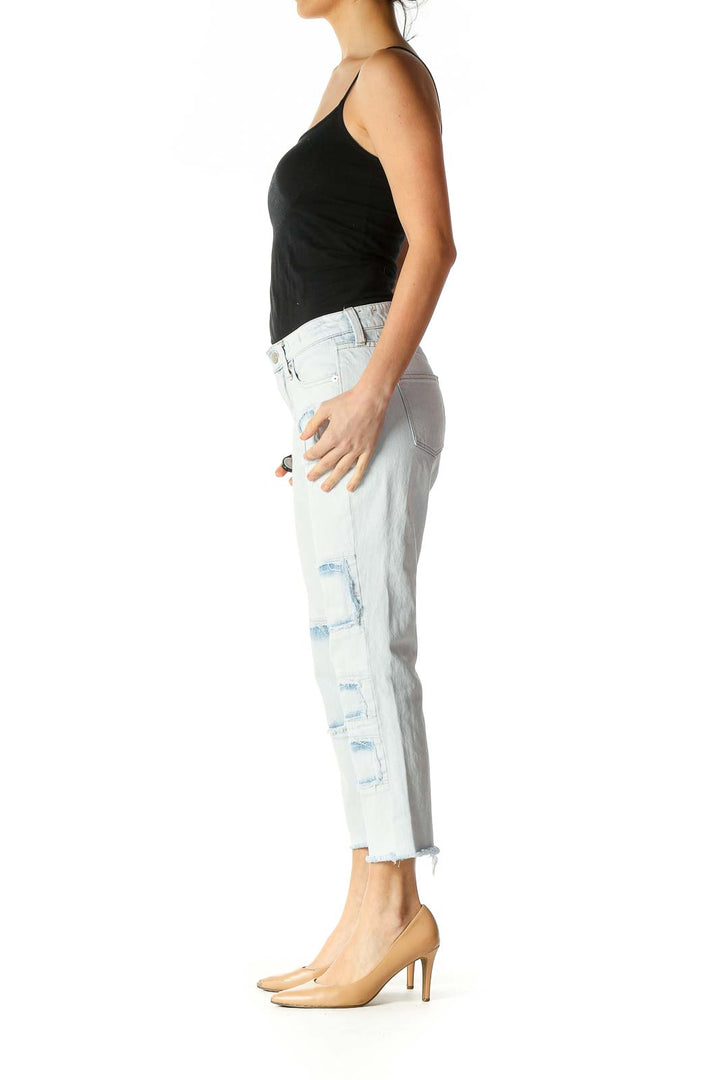 White Casual Straight Leg Jeans