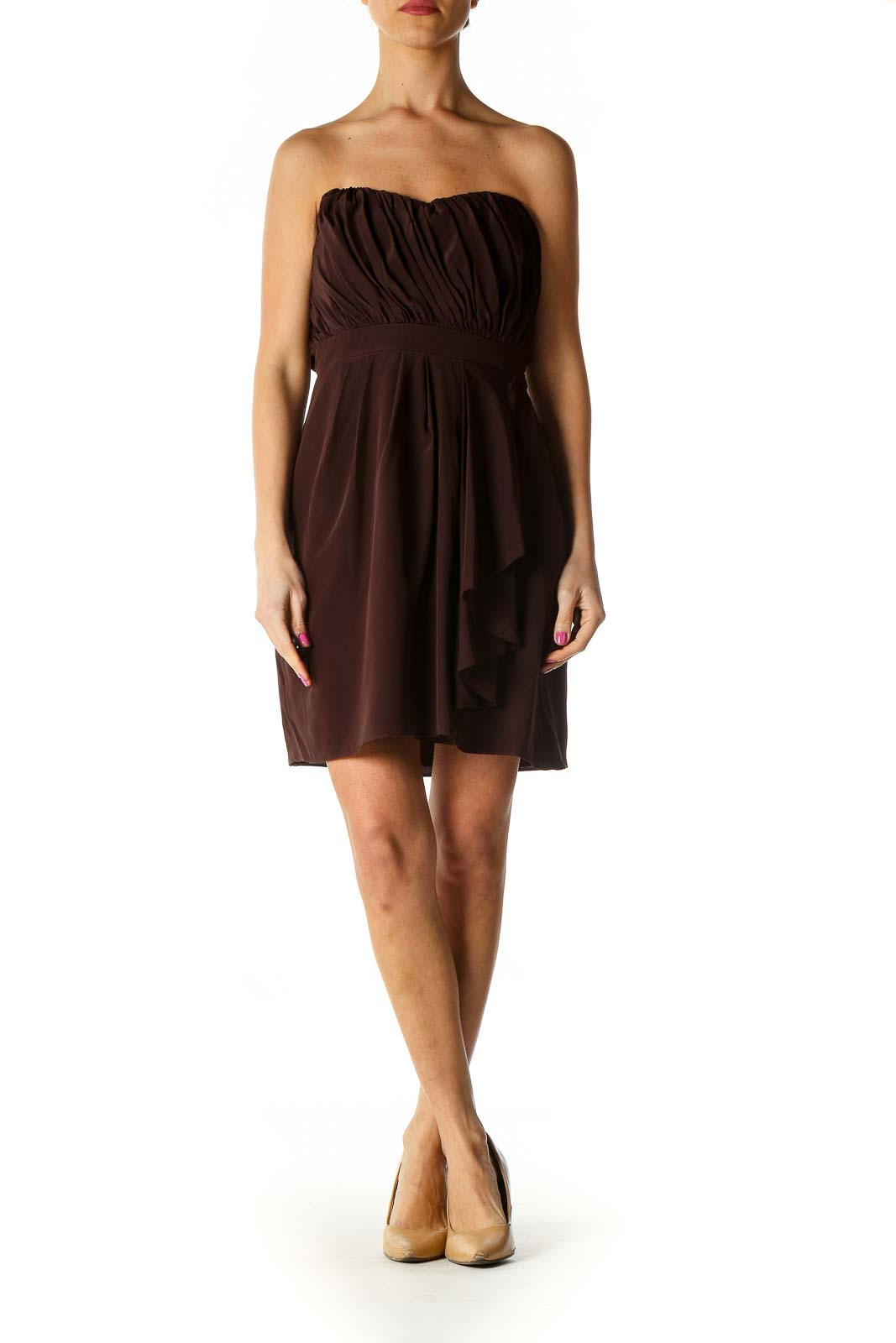 Brown Solid Chic A-Line Dress