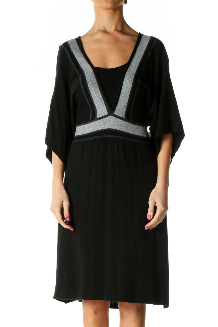 Black Solid Shift Dress