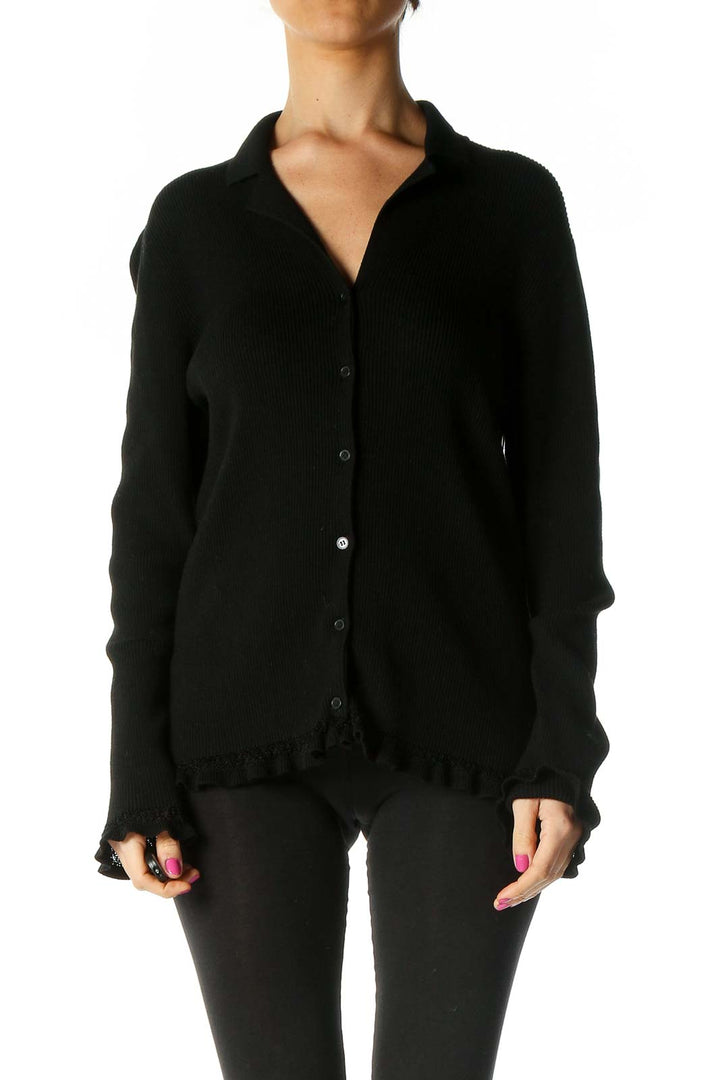 Black Solid Casual Sweater