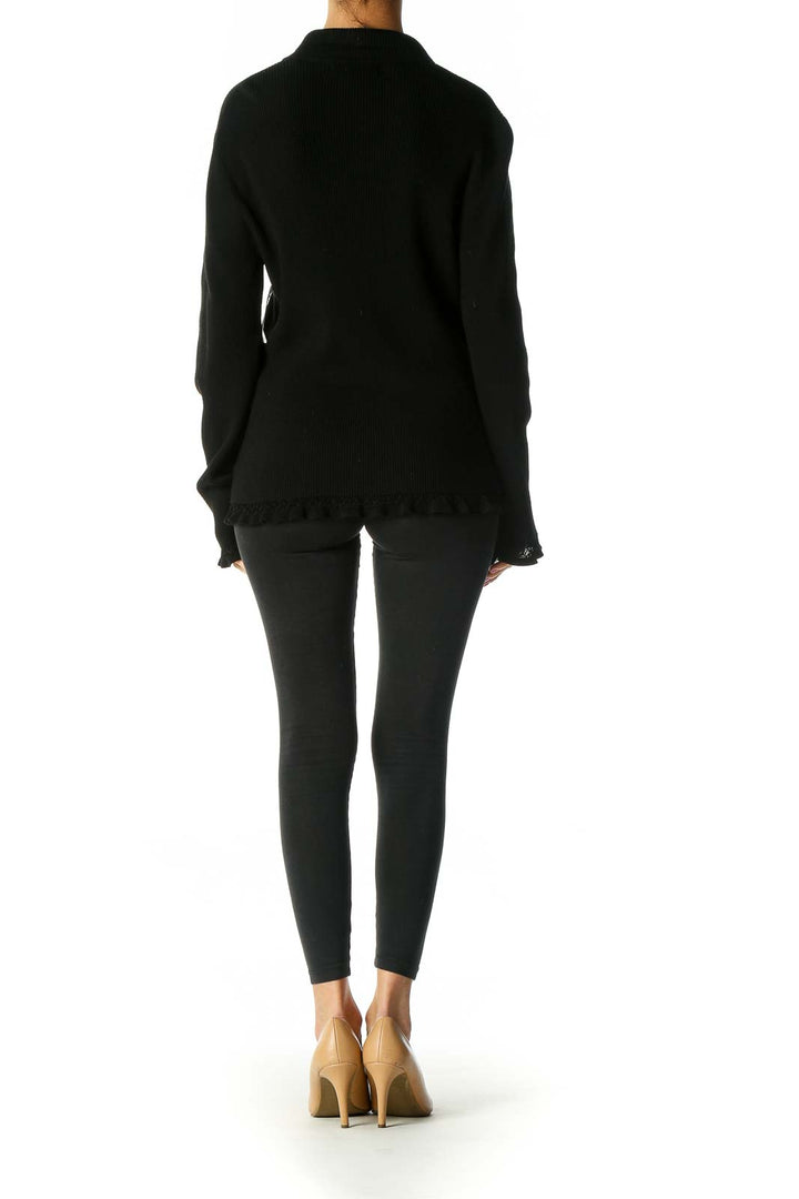 Black Solid Casual Sweater