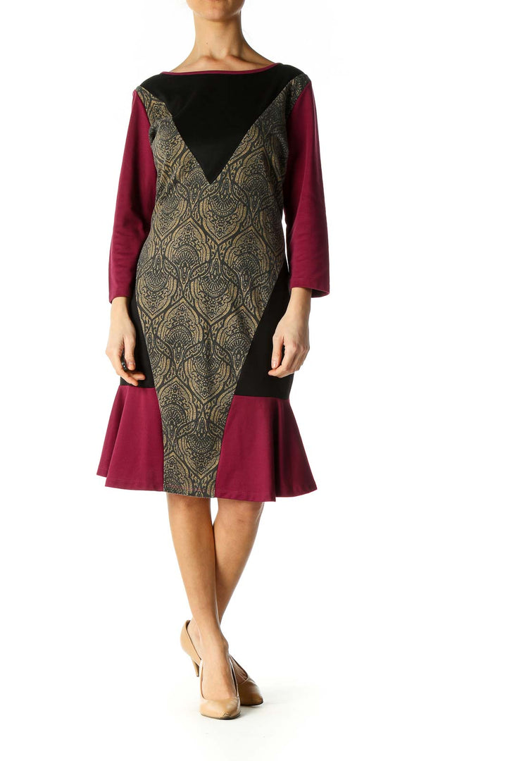 Brown Solid A-Line Dress