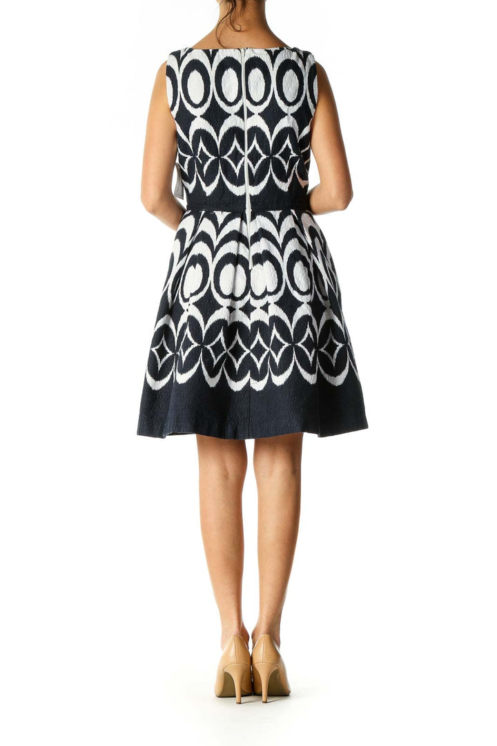 White Graphic Print A-Line Dress