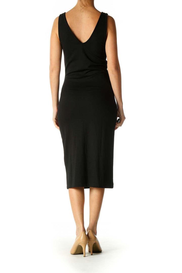 Black Solid Chic Column Dress