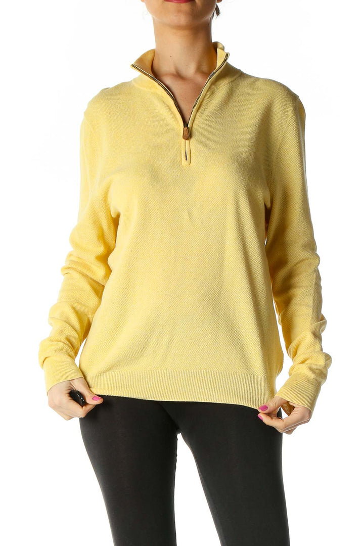 Yellow Solid Casual Sweater