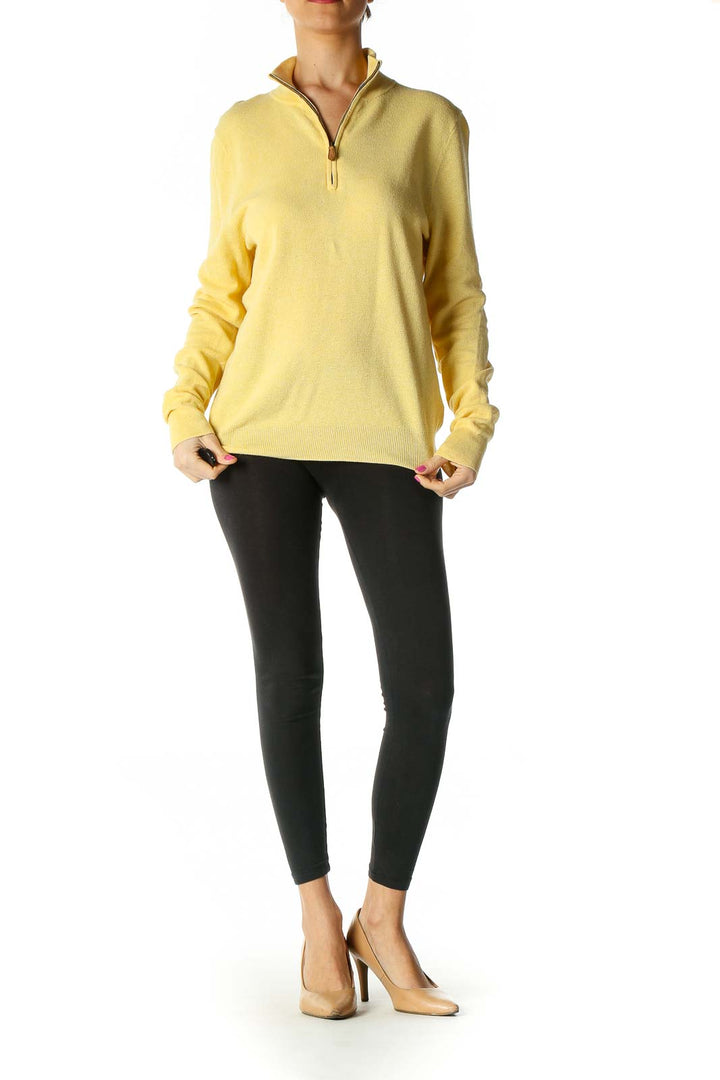 Yellow Solid Casual Sweater