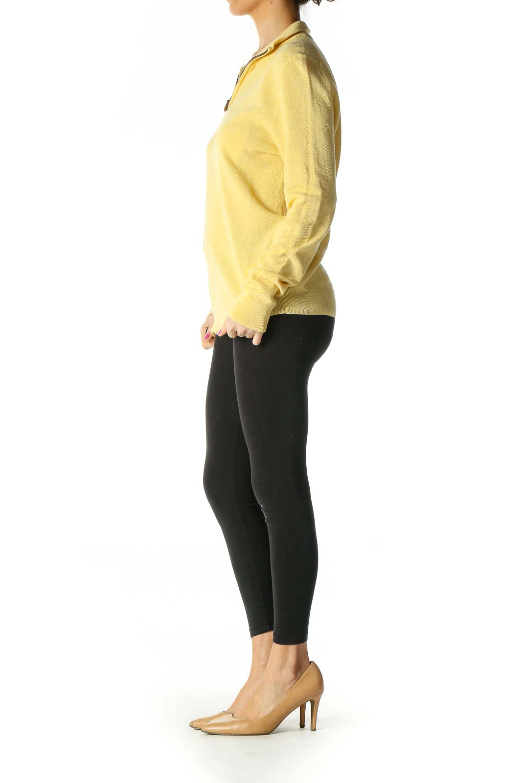 Yellow Solid Casual Sweater