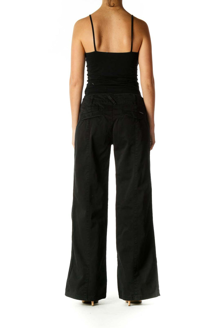 Black Solid Retro Trousers