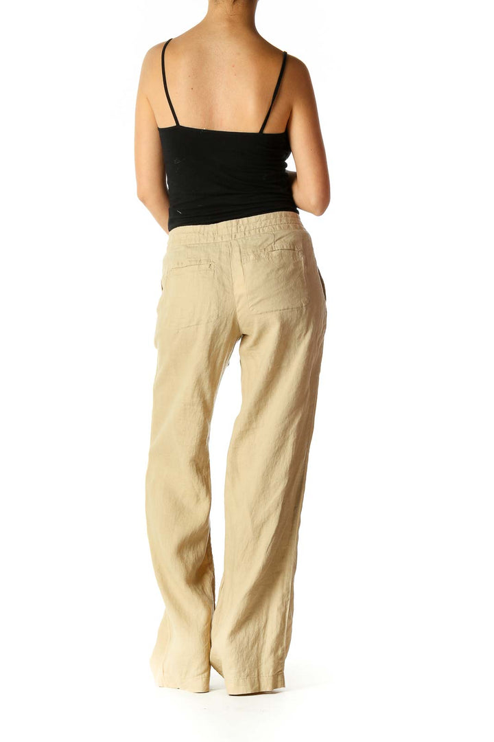 Beige Solid Casual Sweatpants