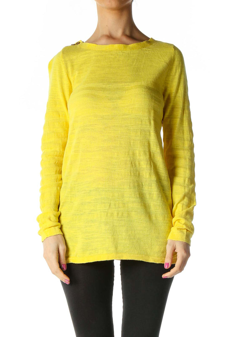 Yellow Solid Casual Sweater