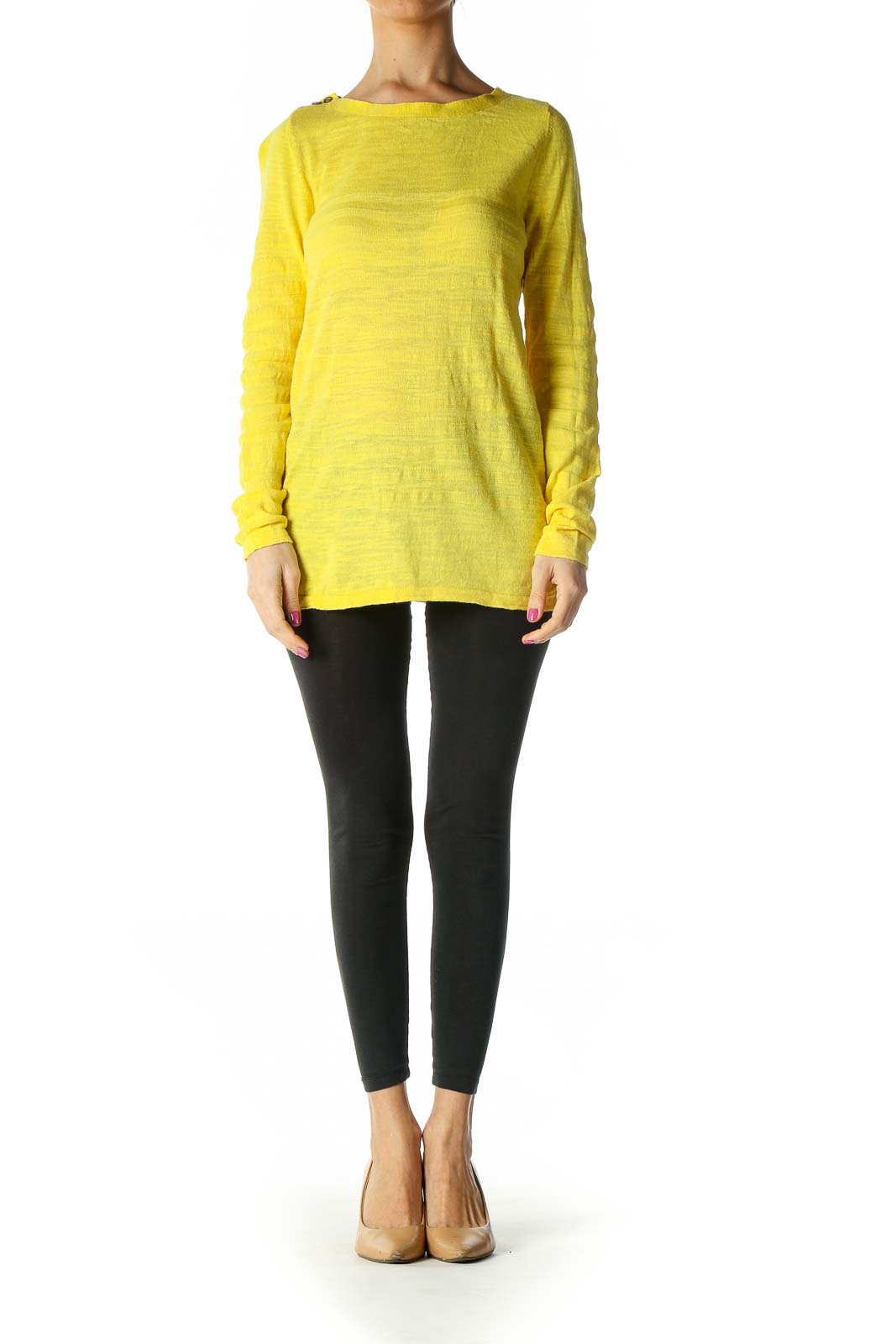 Yellow Solid Casual Sweater