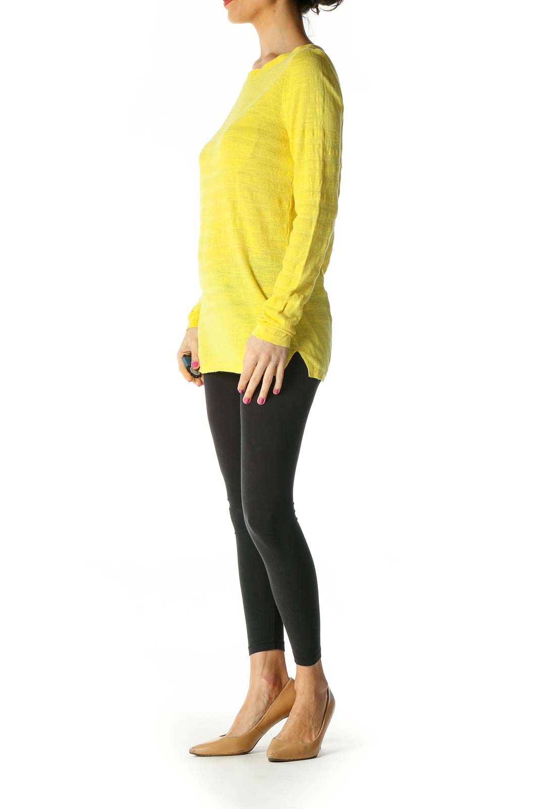 Yellow Solid Casual Sweater