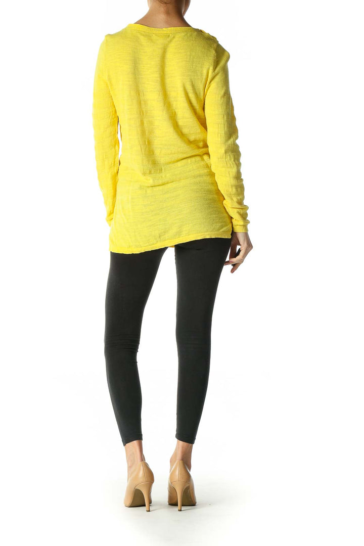 Yellow Solid Casual Sweater