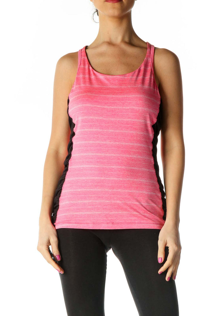 Pink Solid Casual Tank Top