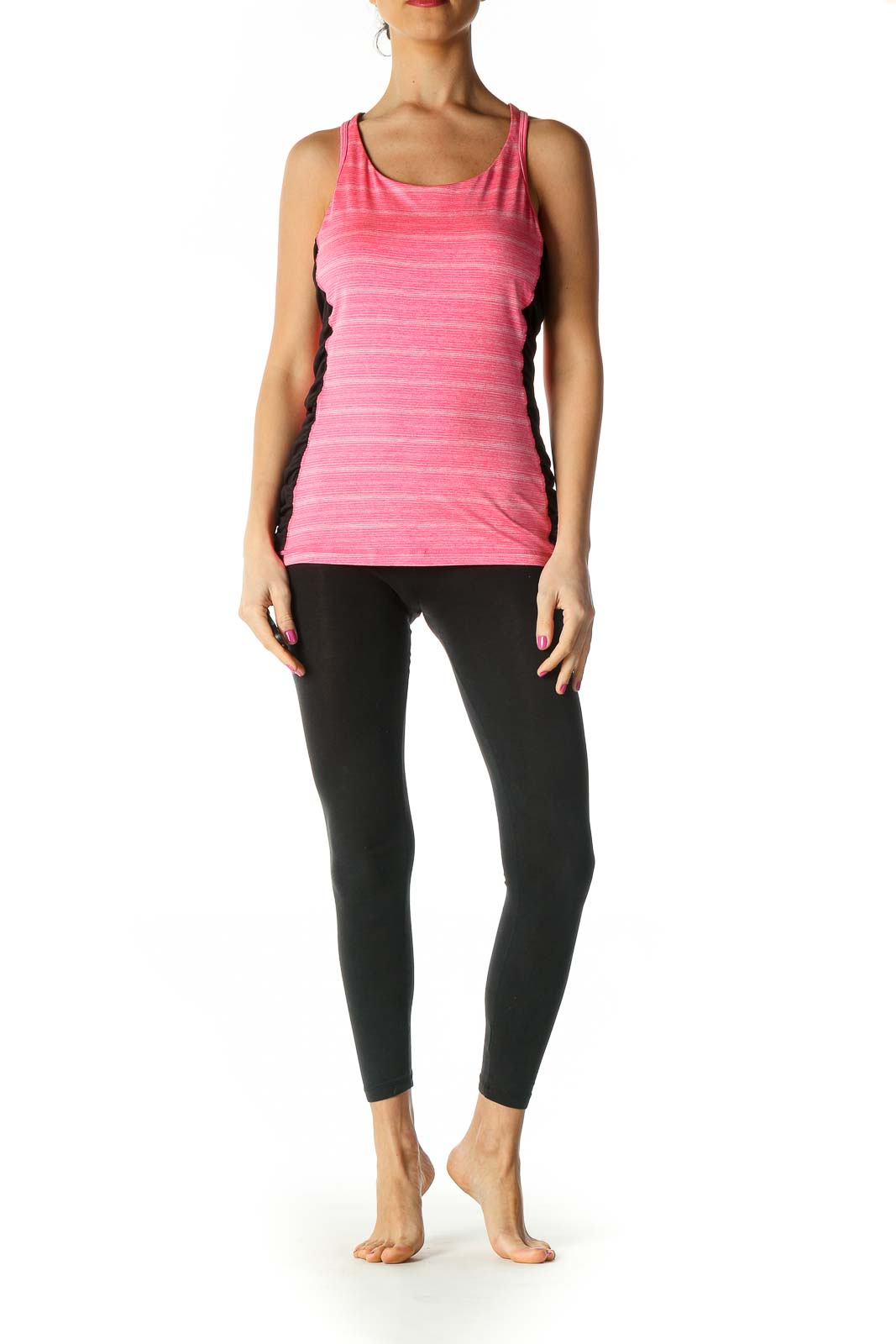 Pink Solid Casual Tank Top