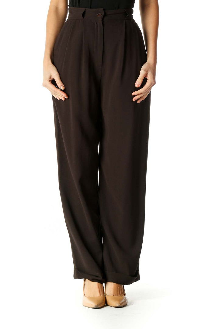 Brown Solid Classic Trousers