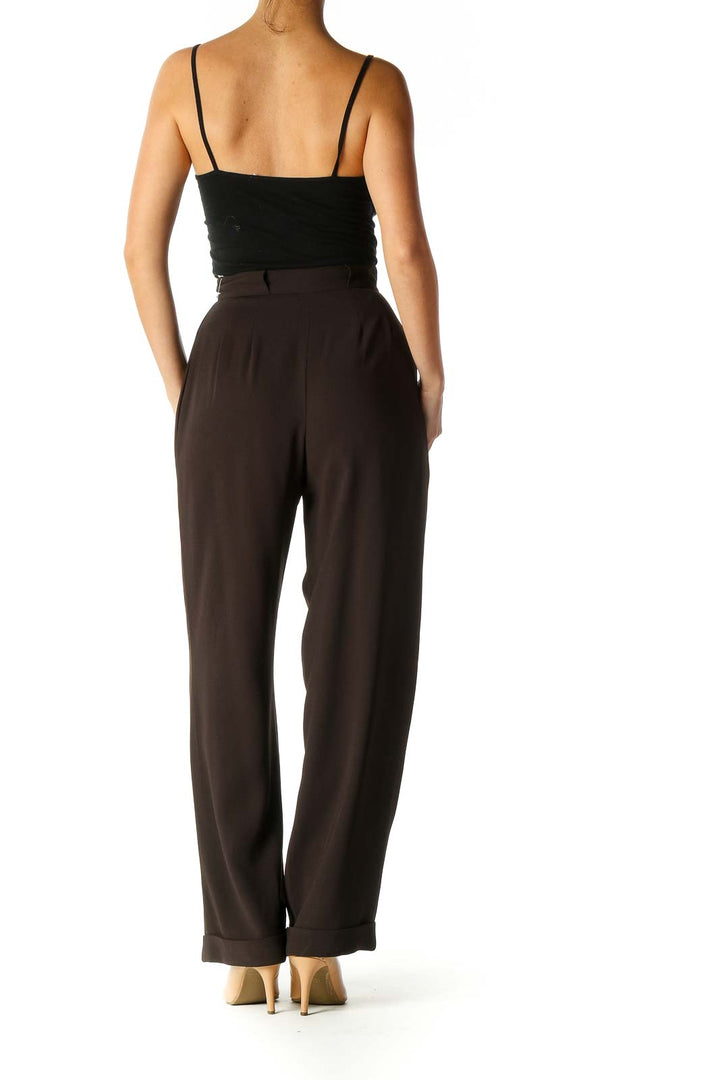 Brown Solid Classic Trousers