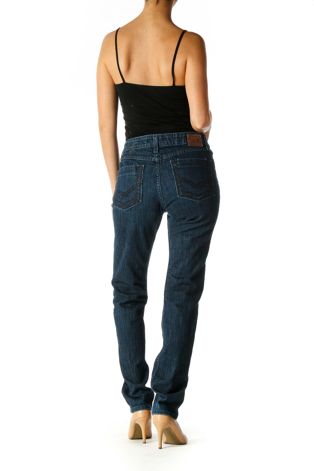 Blue Casual Straight Leg Jeans