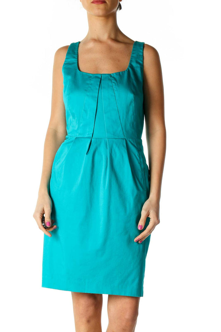 Blue Solid Casual A-Line Dress