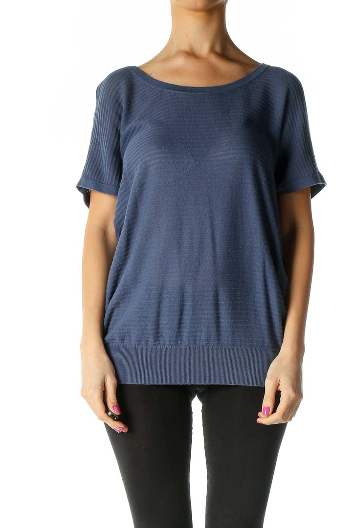 Blue Solid Casual T-Shirt