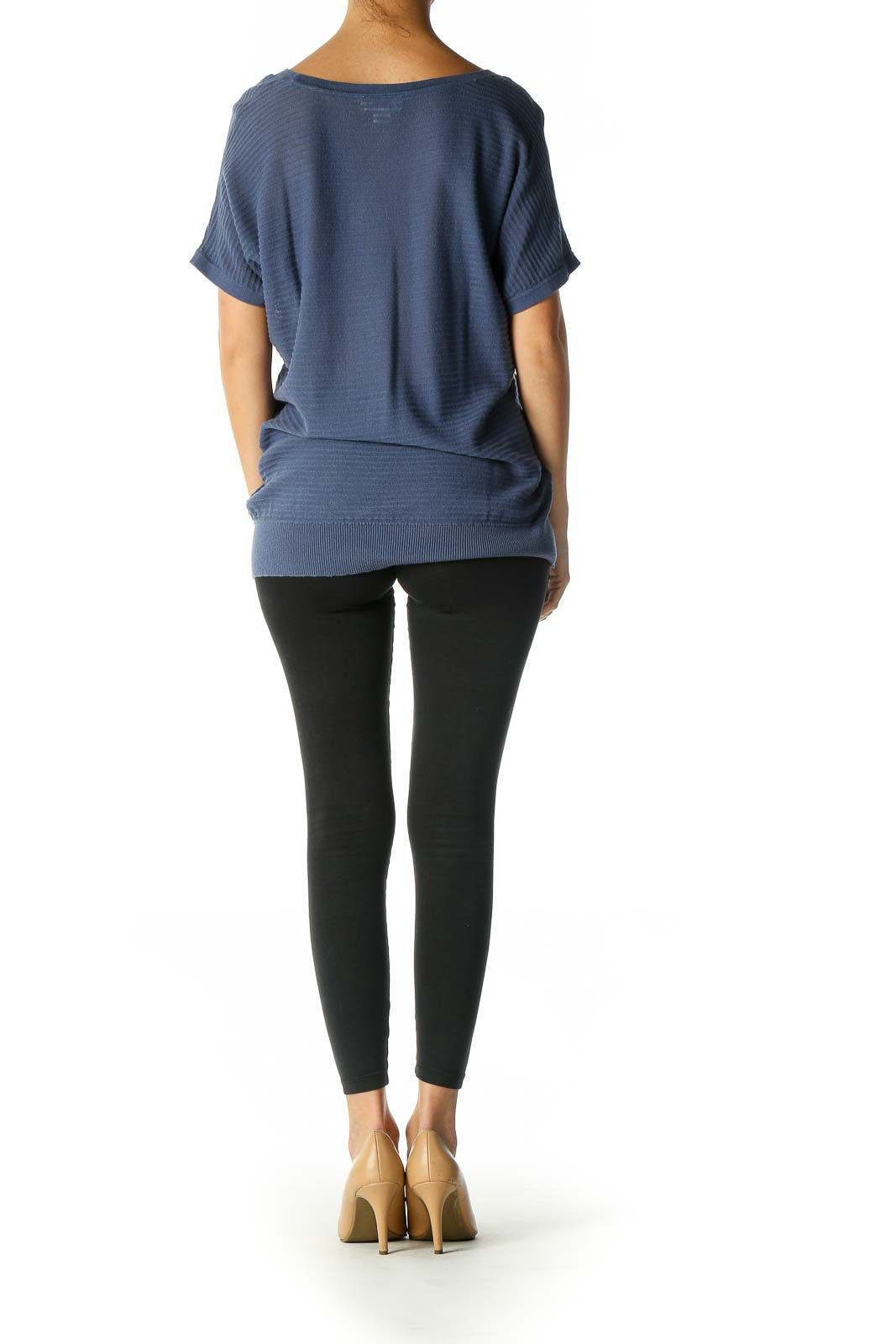 Blue Solid Casual T-Shirt