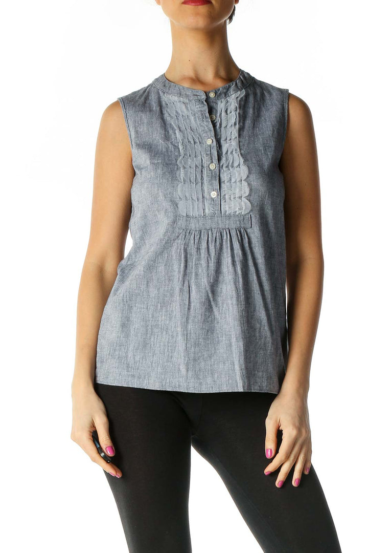 Gray Solid Retro Blouse