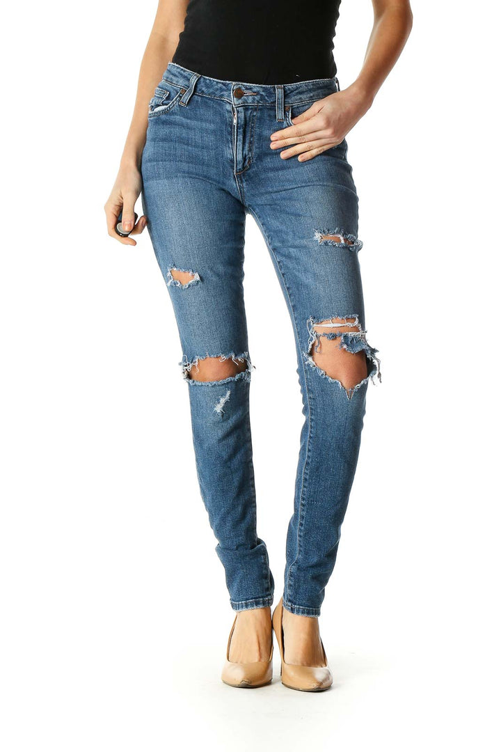 Blue Casual Skinny Jeans