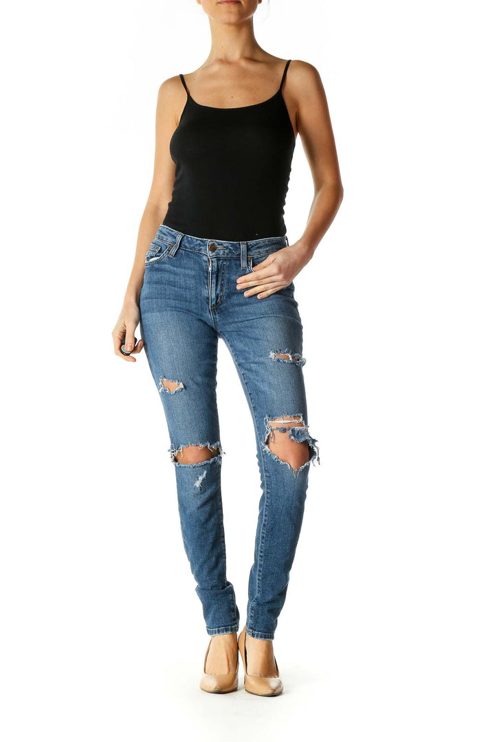 Blue Casual Skinny Jeans