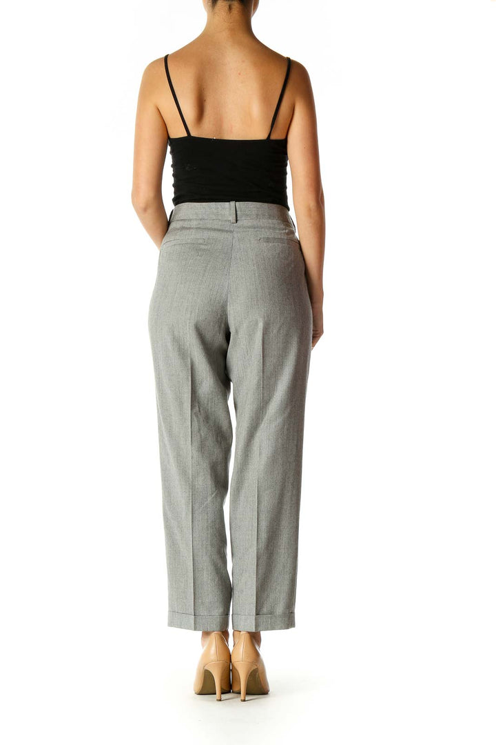 Gray Solid Casual Trousers