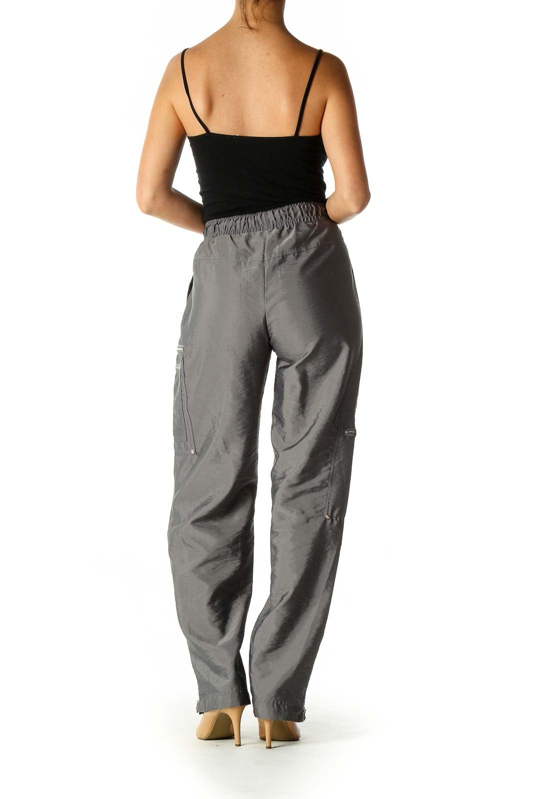 Gray Solid Casual Sweatpants