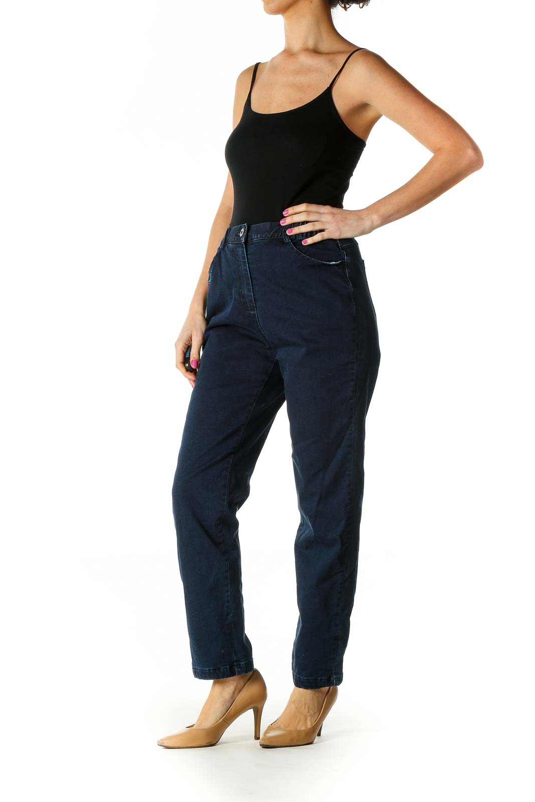 Blue Casual Straight Leg Jeans Padded Inside