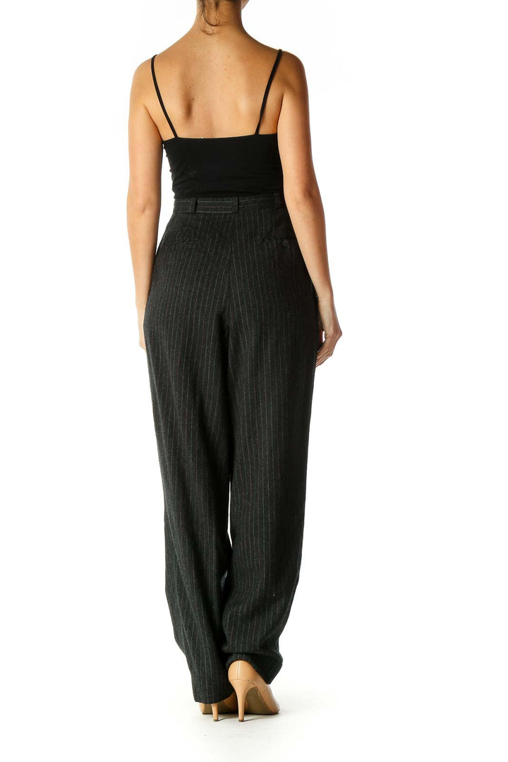 Black Striped Casual Trousers