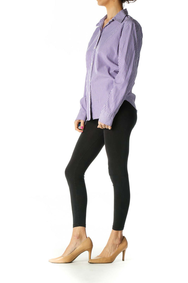 Purple Striped Formal Shirt