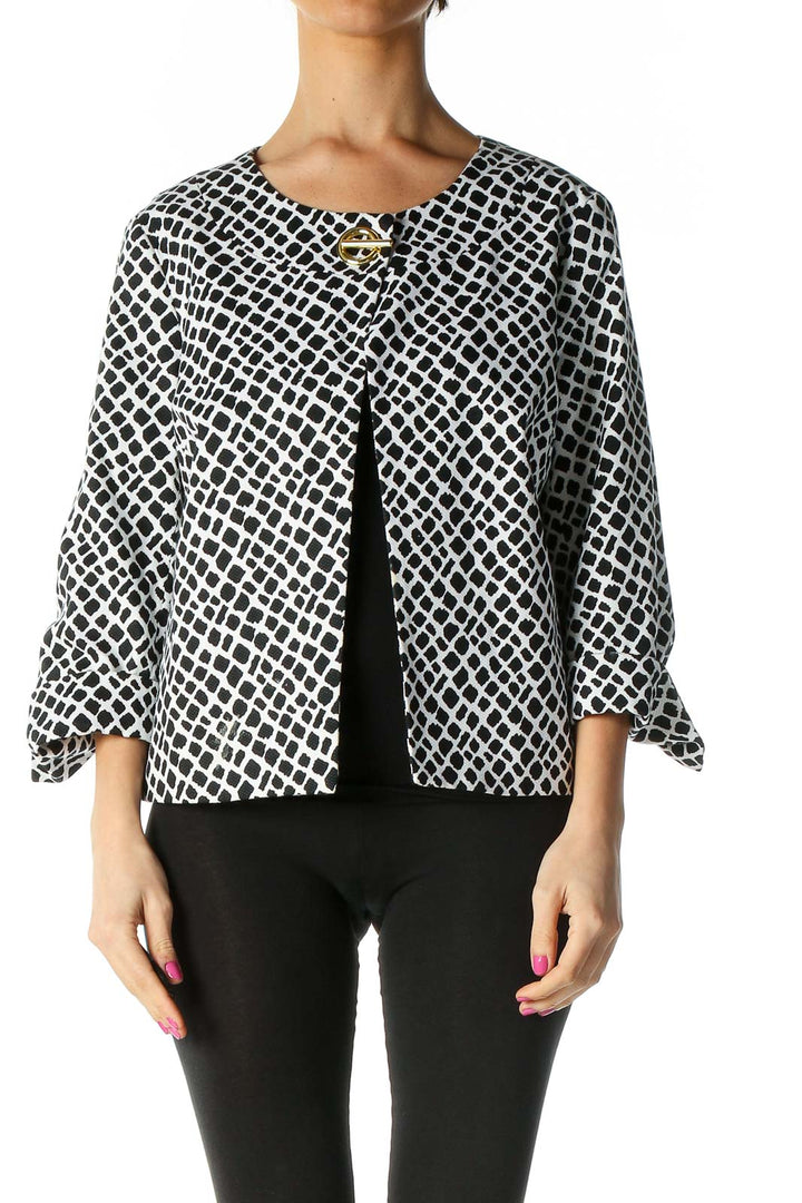 Black Casual Print Jacket