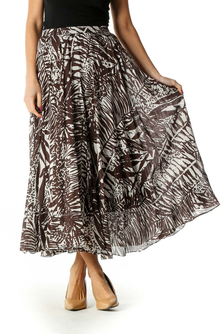 Brown Paisley Holiday A-Line Skirt