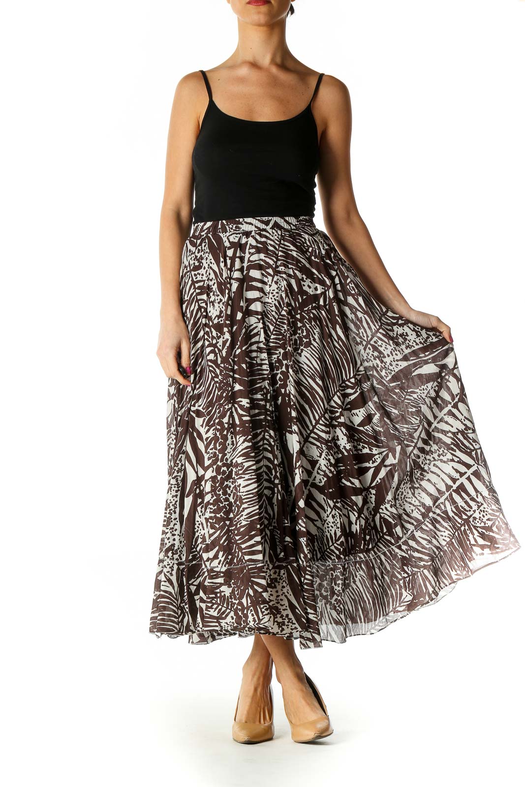 Brown Paisley Holiday A-Line Skirt