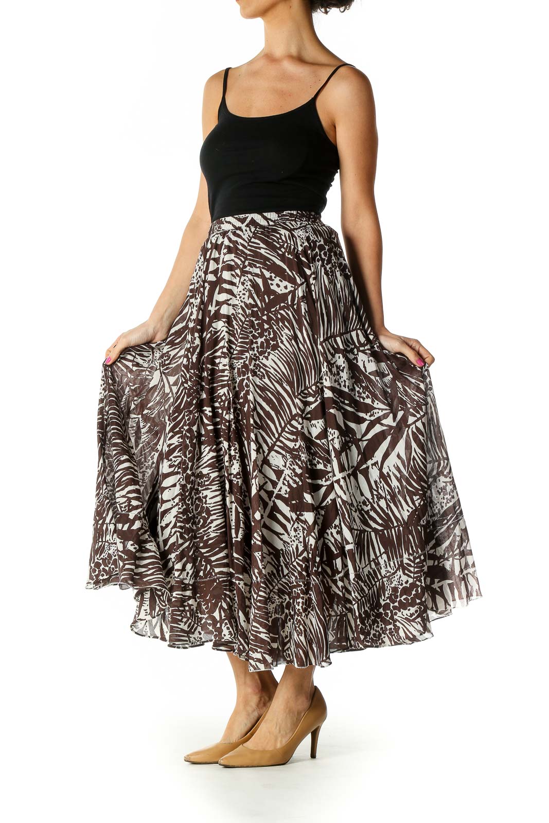 Brown Paisley Holiday A-Line Skirt