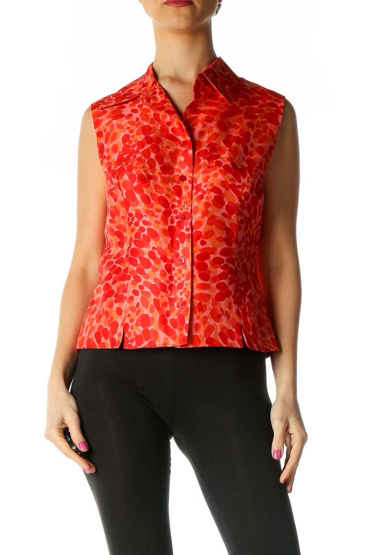 Red Printed Vintage Vest Top