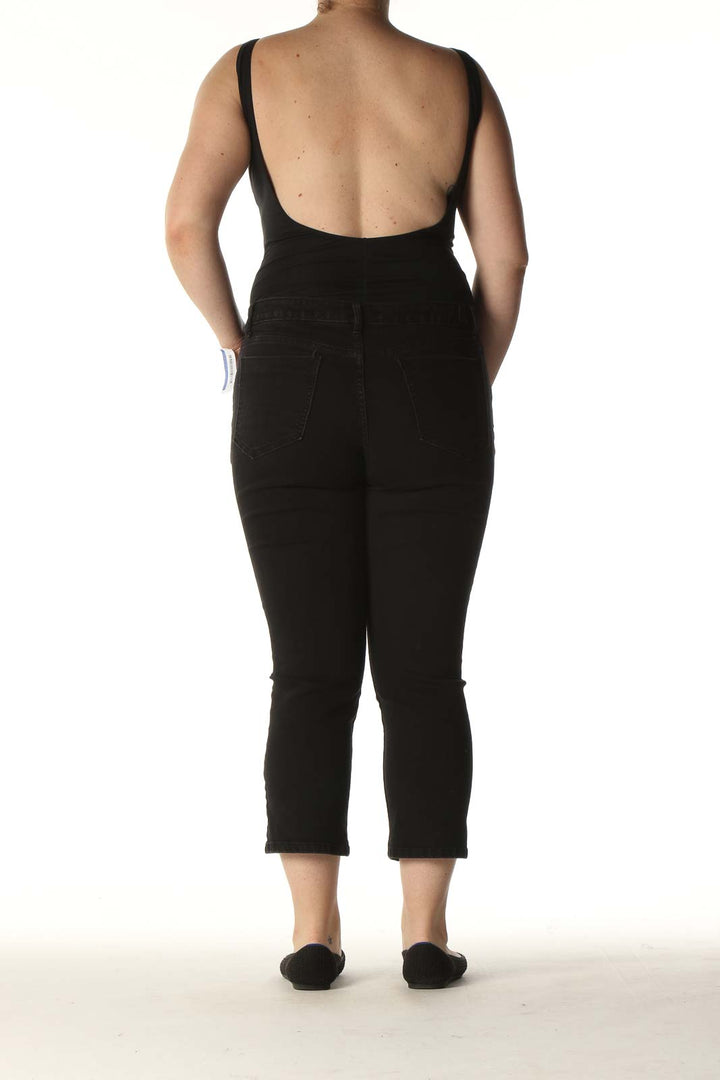 Black Solid Casual Capri Pants