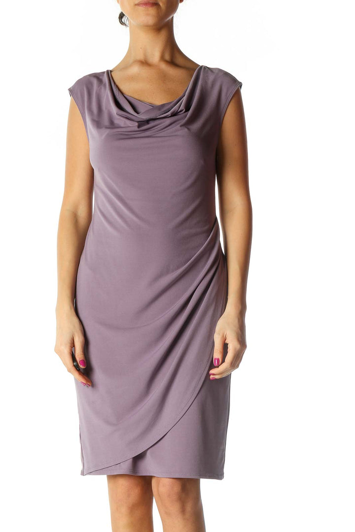 Purple Solid Chic Sheath Dress