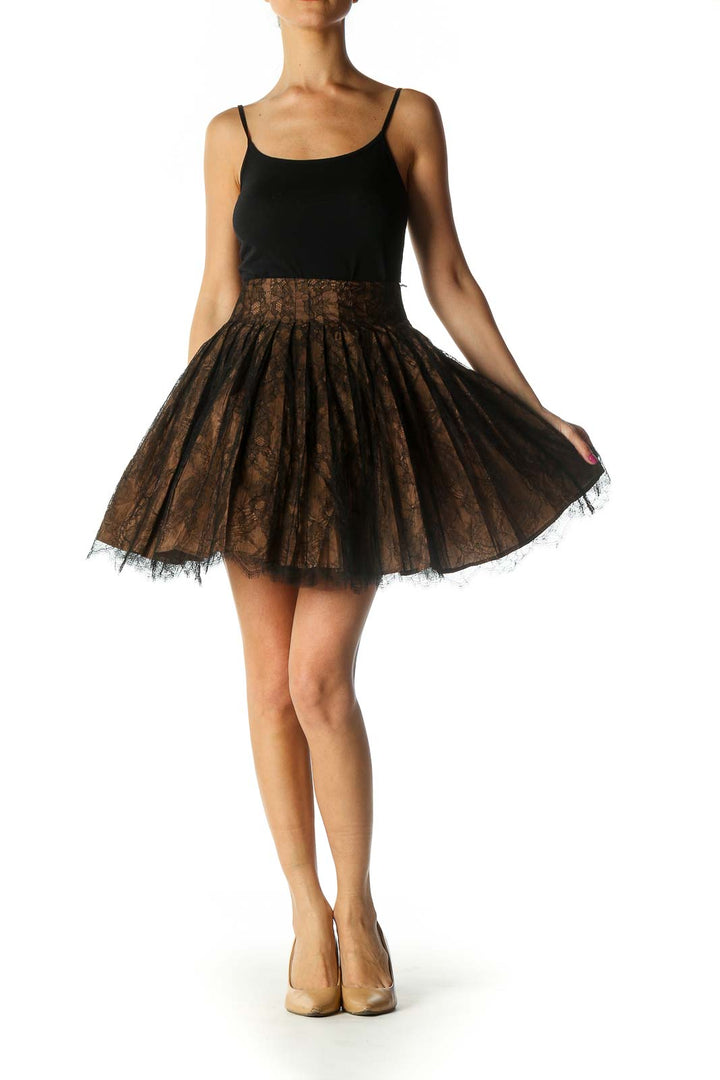 Brown Lace A-Line Skirt