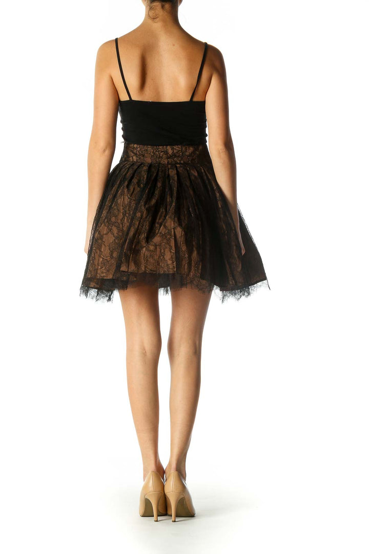 Brown Lace A-Line Skirt