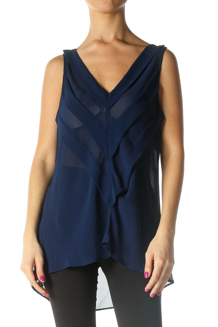 Blue Solid Holiday Blouse