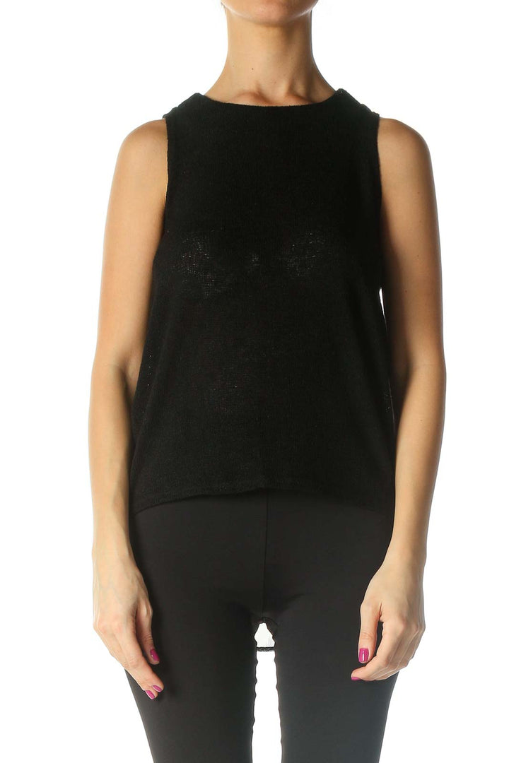 Black Solid Casual Tank Top